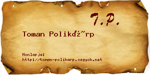 Toman Polikárp névjegykártya